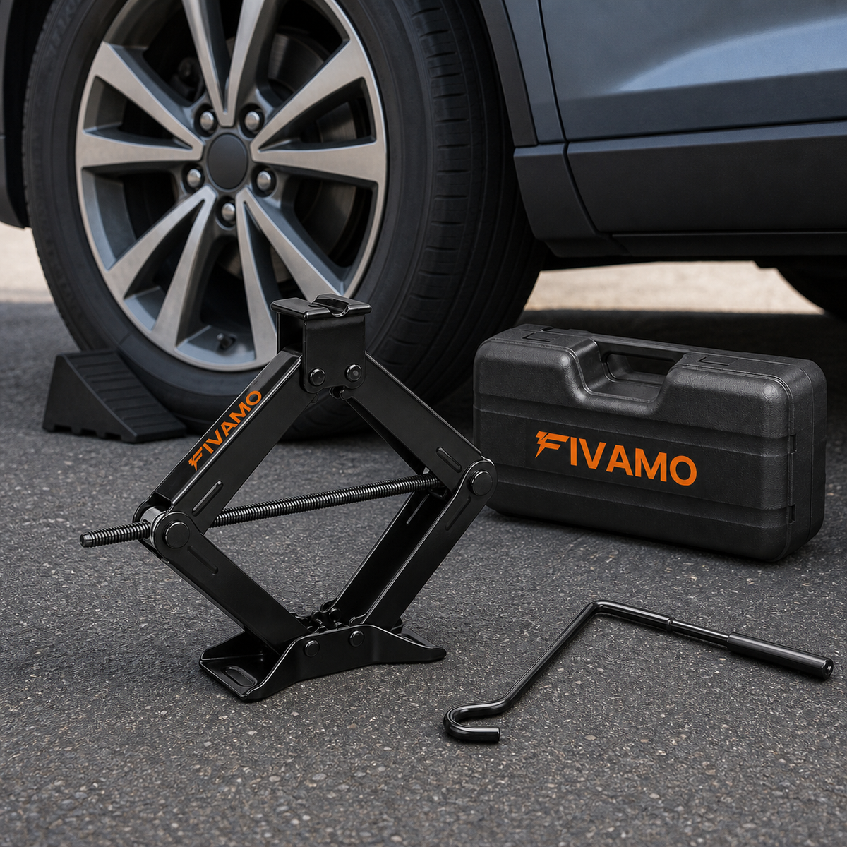 FIVAMO Notfall-Scherenwagenheber-Set