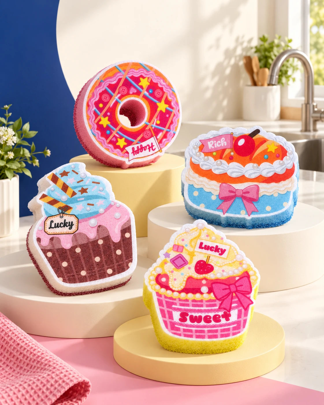 FIVAMO Foamberry Dessert Sponges — 4-Piece Set