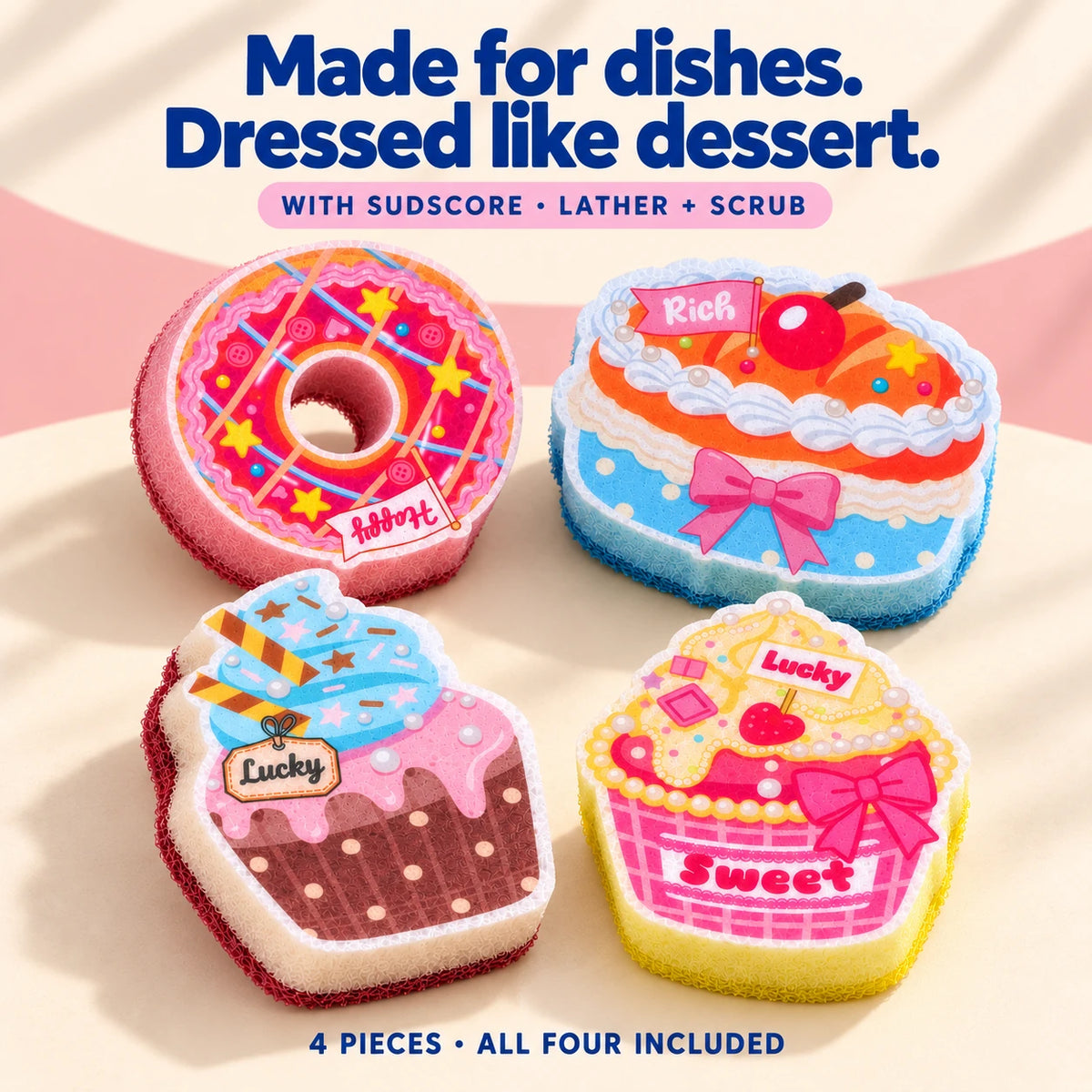 Foamberry-dess ørsvamper — sett med 4 deler